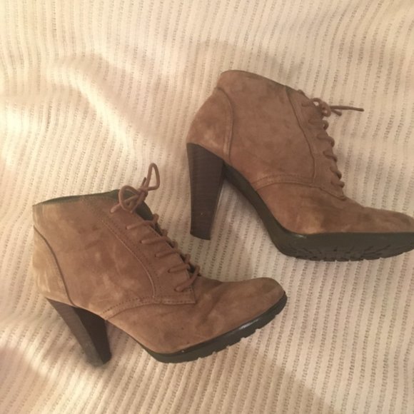 White Mountain Suede Lace Up Booties - Picture 1 of 5